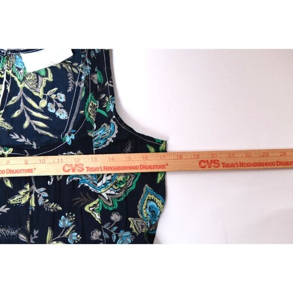 Cino Sleeveless Cotton Mini Dress Floral Print Blue Teal Womens Small NEW - Picture 10 of 12